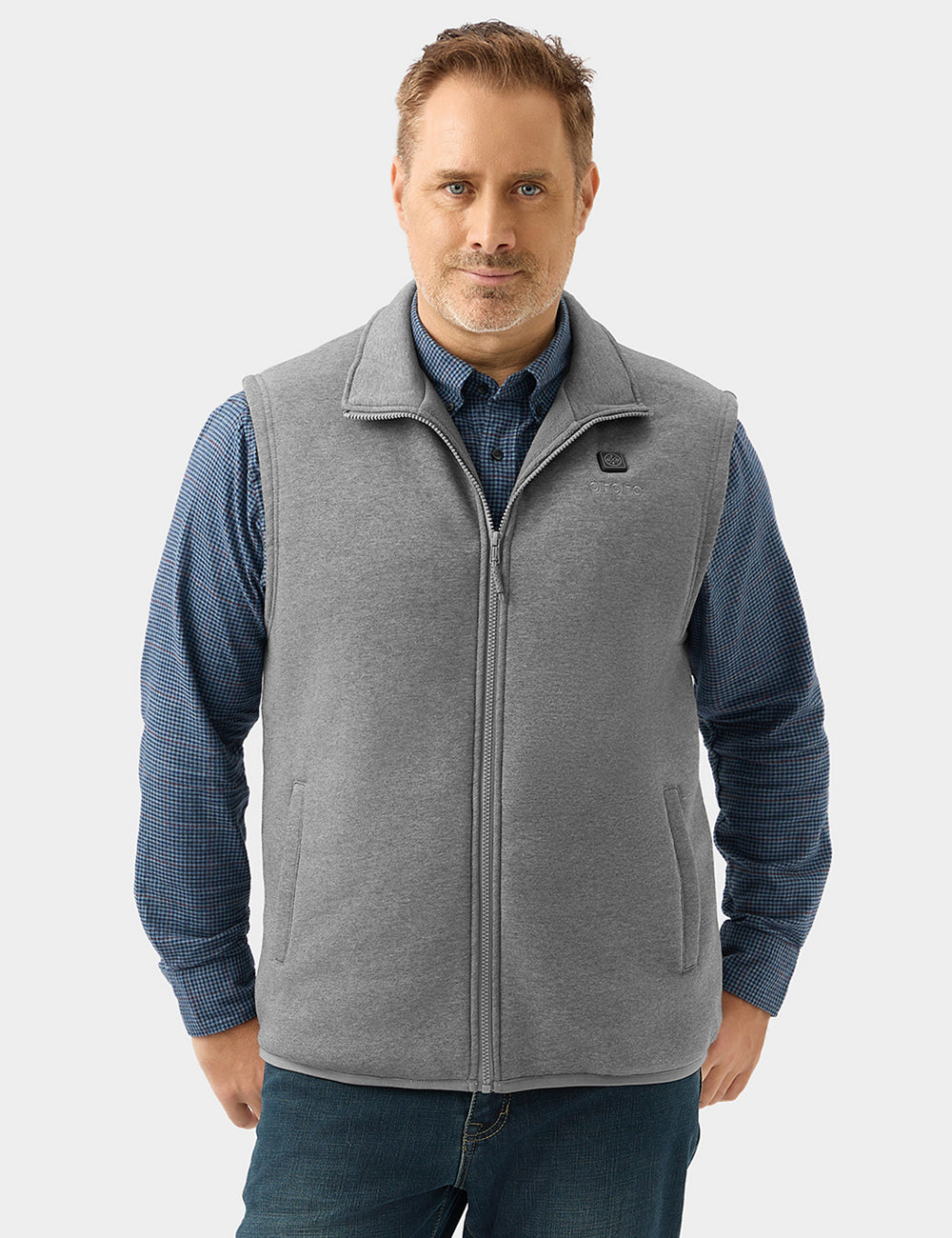 Men's Heated Fleece Vest - Black / Gray