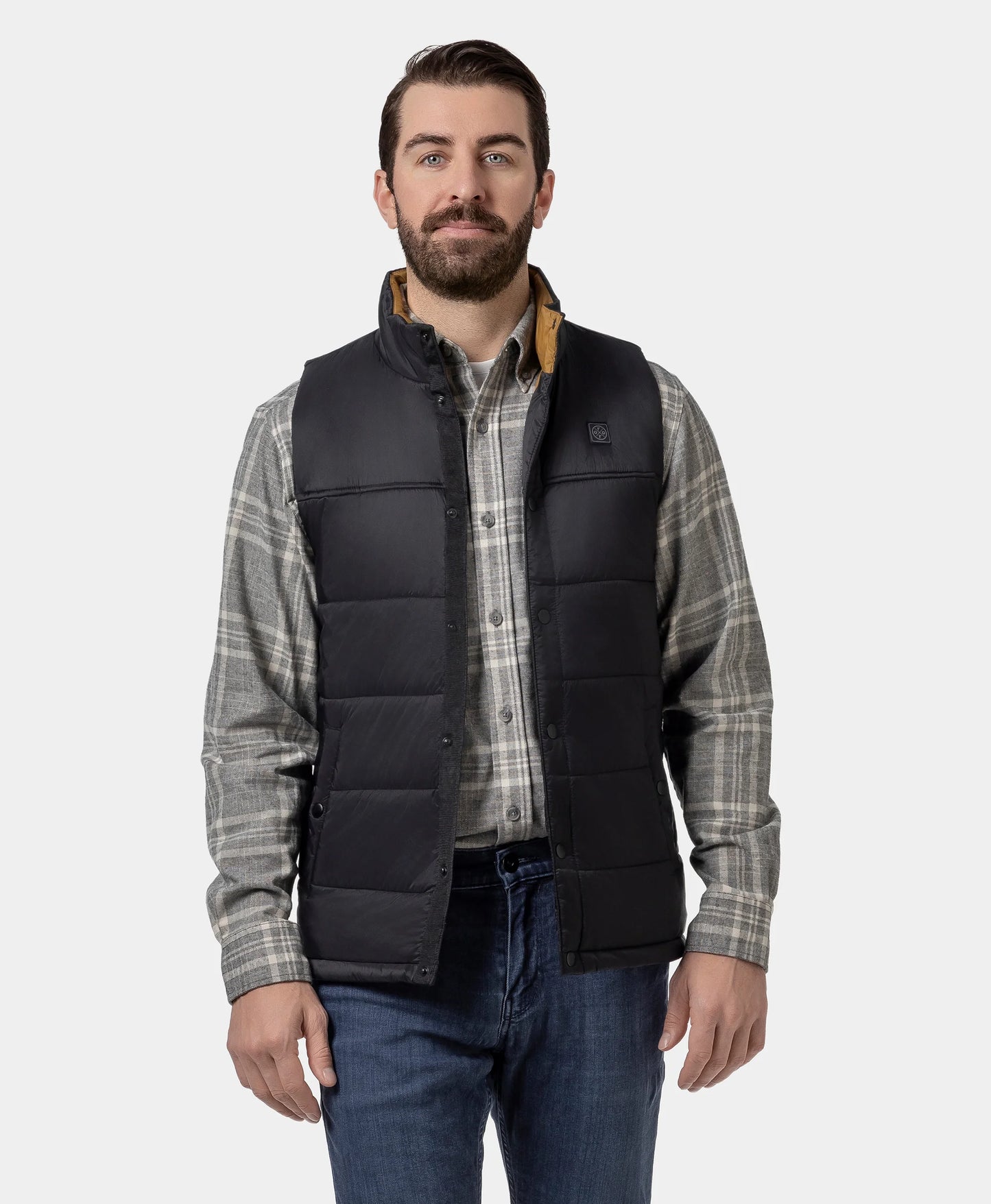 Final Sale - PuffLyte Men's 3-Zone Heated Lightweight Vest - Black / Khaki
