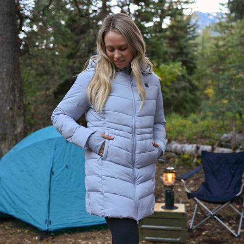 Women's Heated Puffer Parka Jacket - Gray