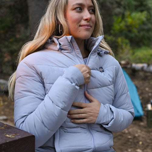 Women's Heated Puffer Parka Jacket - Gray