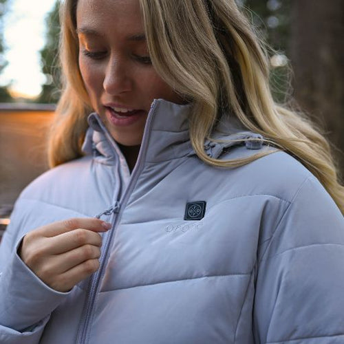 Women's Heated Puffer Parka Jacket - Gray