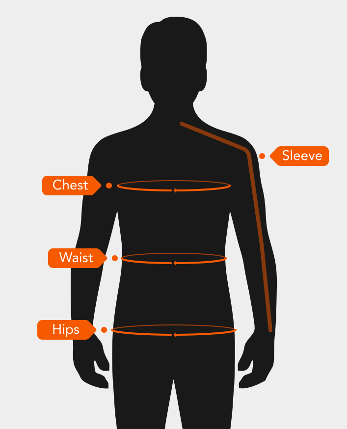 MEN | Sleeve | Chest | Waist | Hips MEN | Sleeve | Chest | Waist | Hips