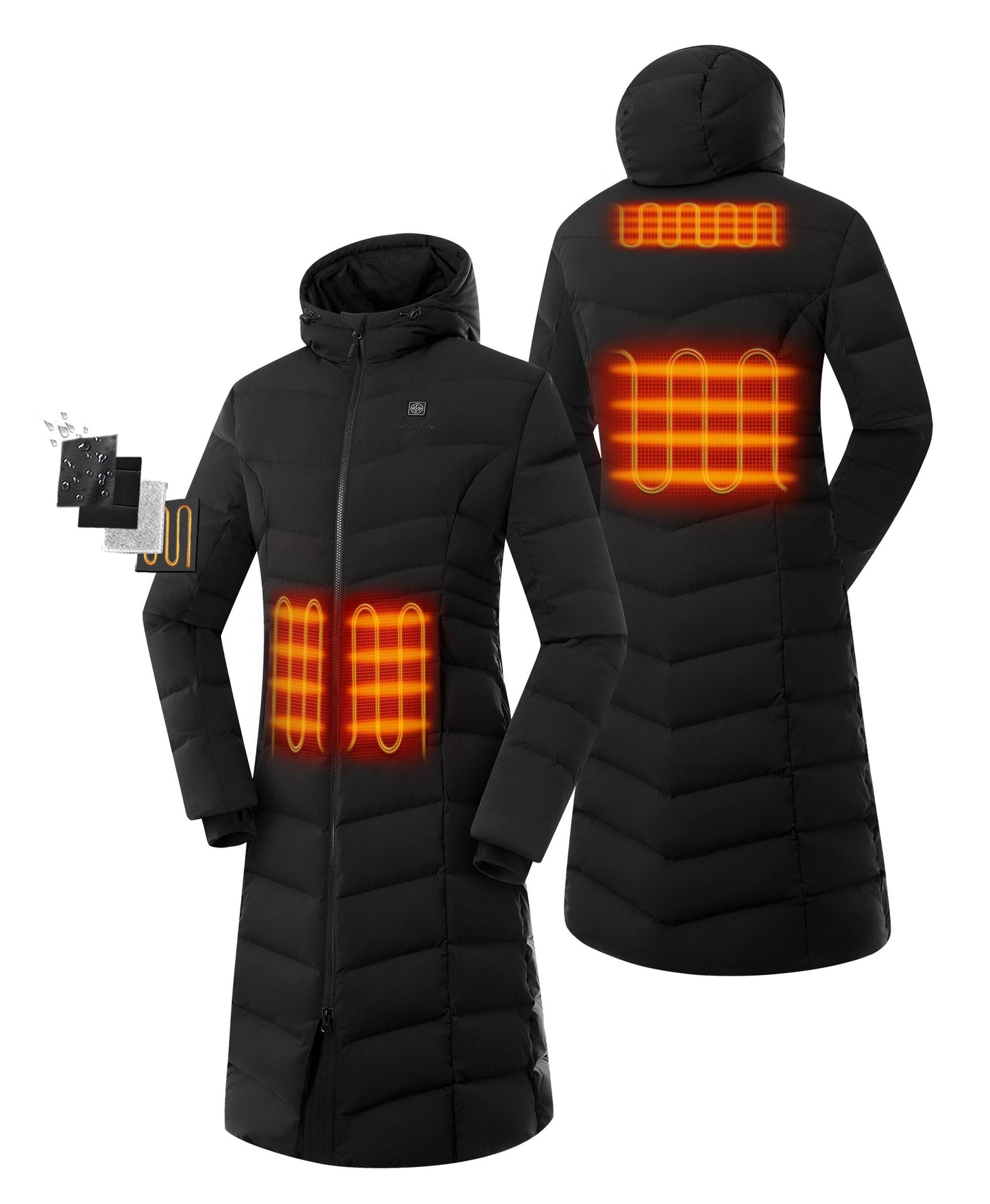 SOHO Women's Heated Down Parka Jacket - Black