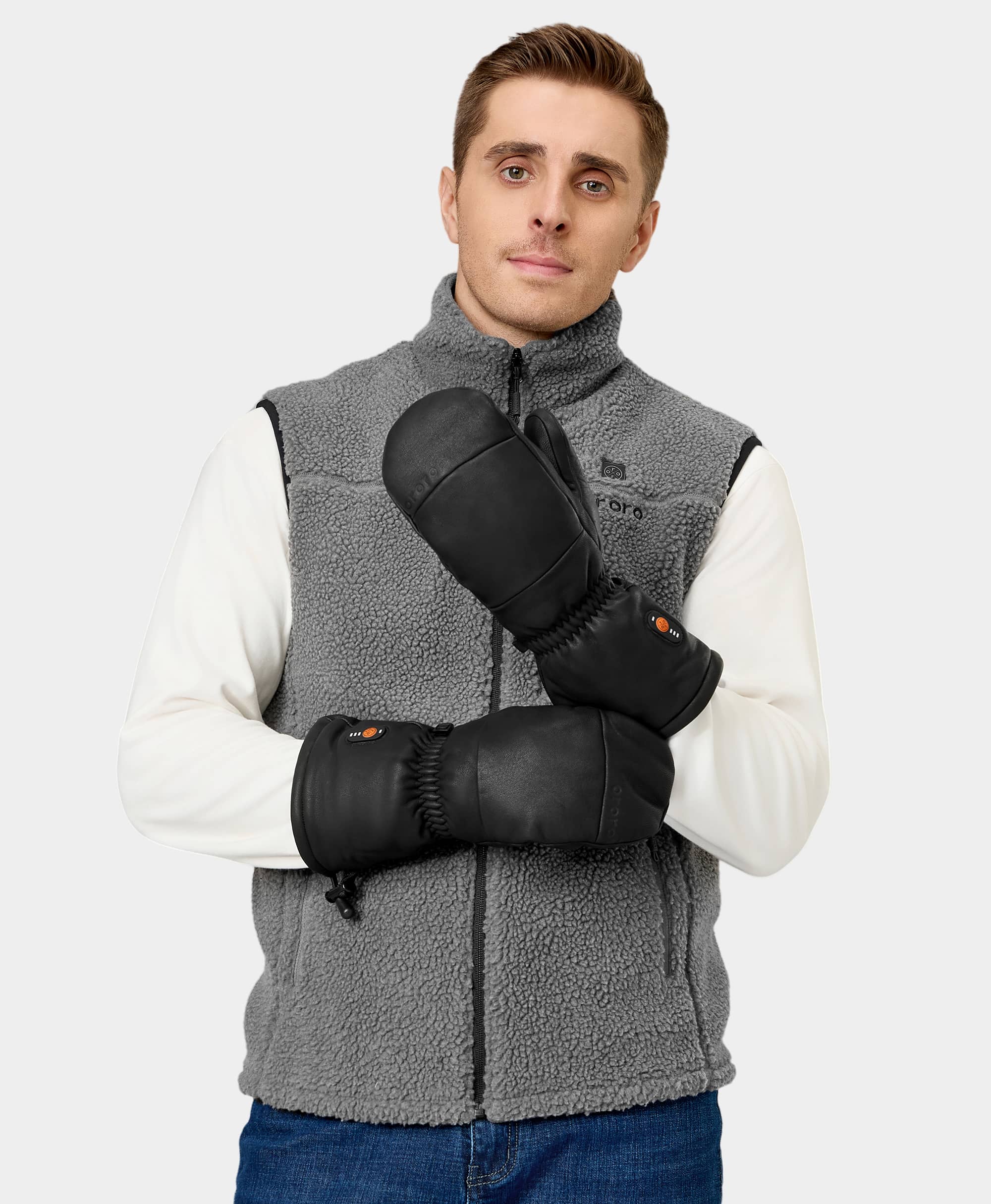 Duluth Unisex Heated Leather Chopper Mittens, Thumbnail 14