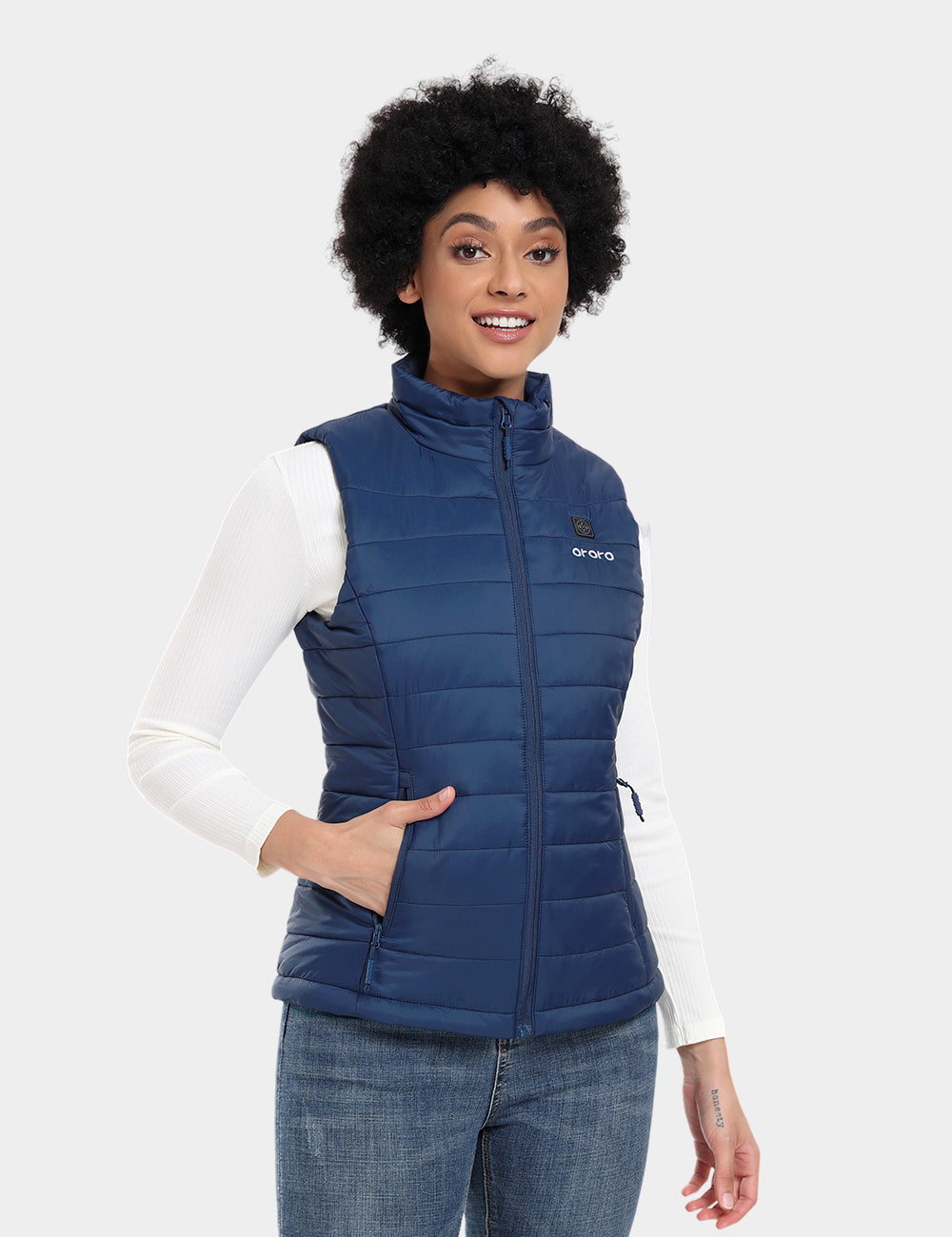 Women's Classic Heated Vest - Gray / White / Blue, Thumbnail 26