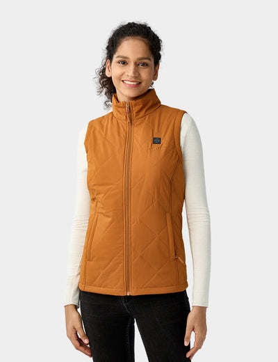 Women's Heated Quilted Vest - Brown