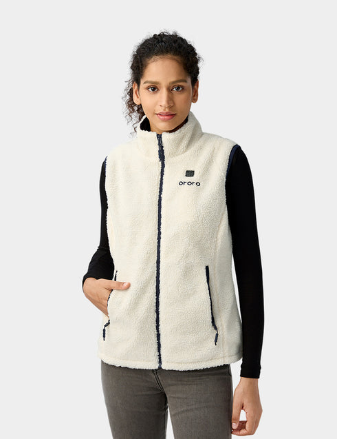 Women's Heated Recycled Fleece Vest - Ivory view 1