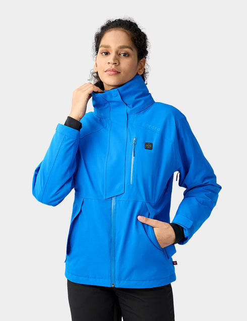 Women's Waterproof Heated Ski Jacket - Black / Blue view 1