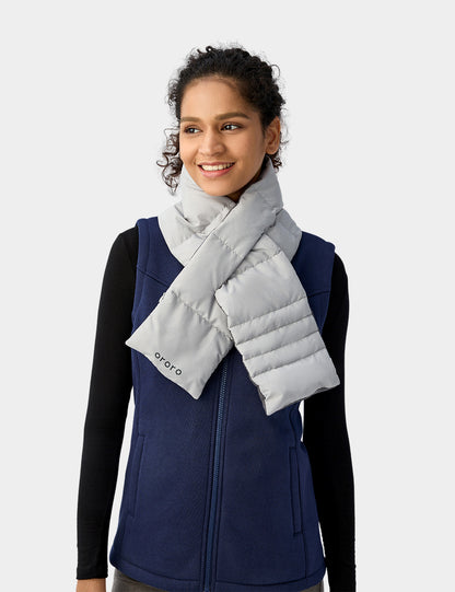 Unisex Heated Puffer Down Scarf - Black / Light Gray