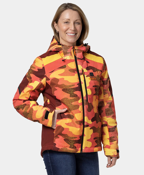 St. Moritz Women's Heated Snow Jacket - Coral Print ,view 1