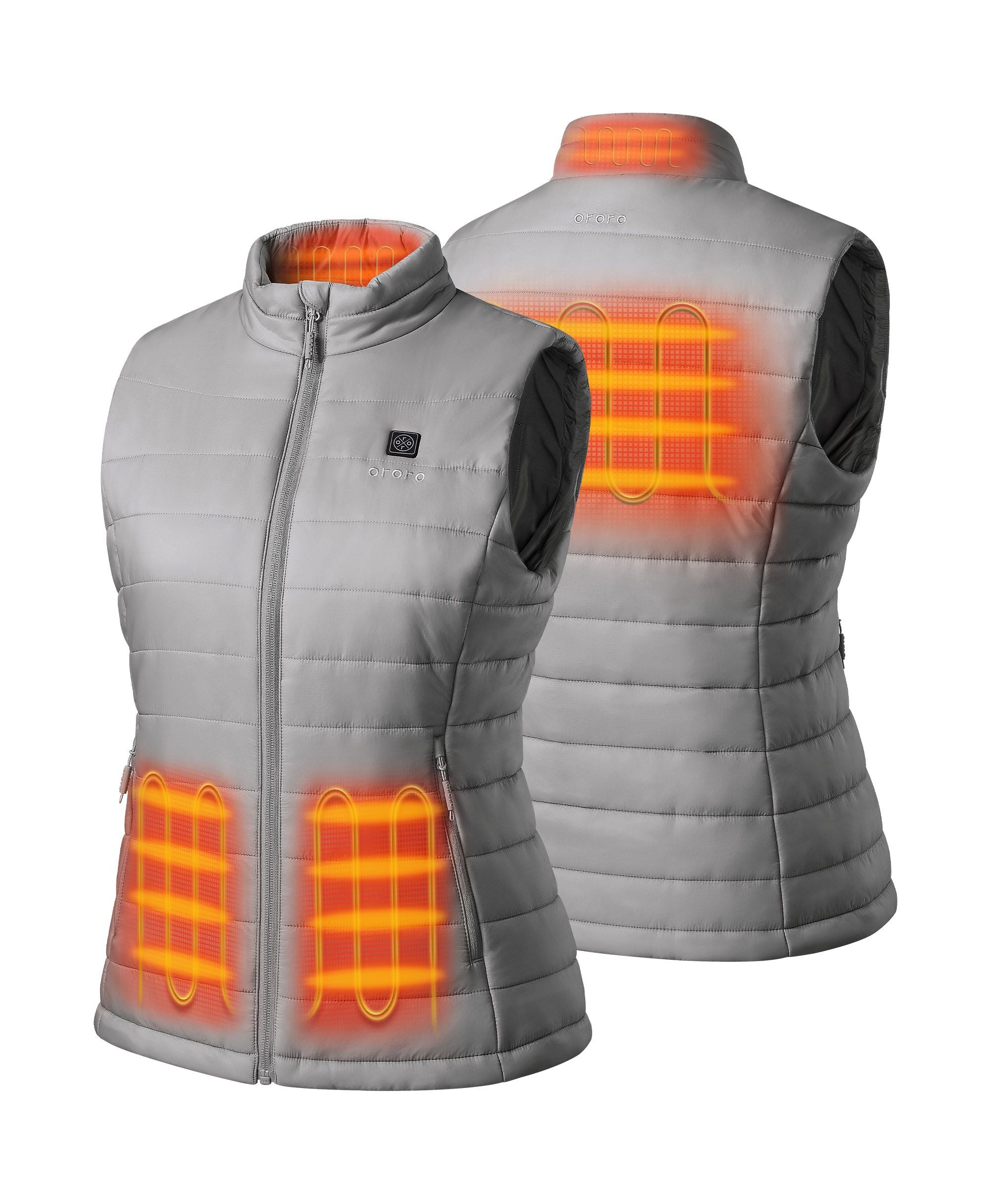 Women's Classic Heated Vest - Gray / White / Blue, Thumbnail 2