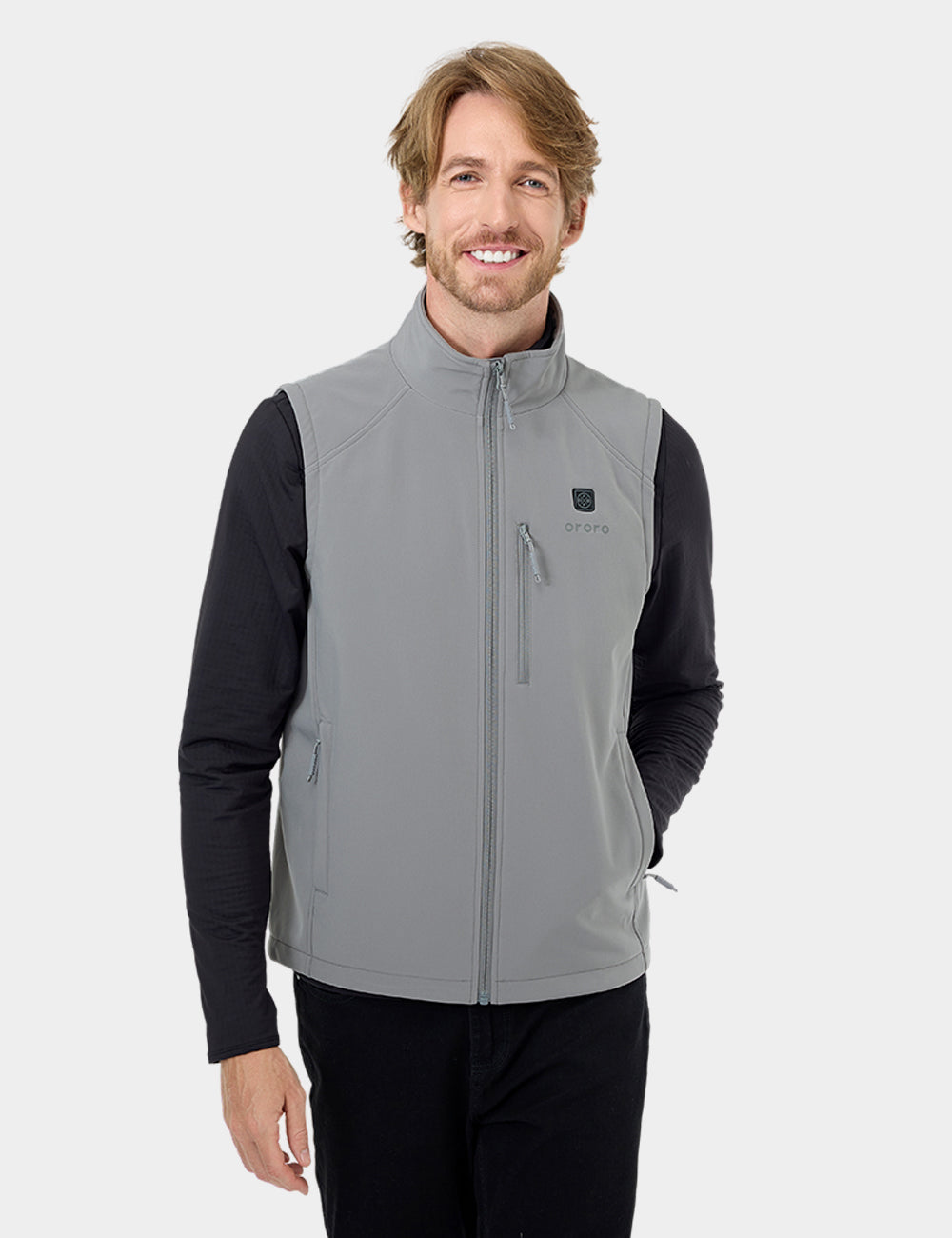 Men's Heated Softshell Vest - Black / Gray