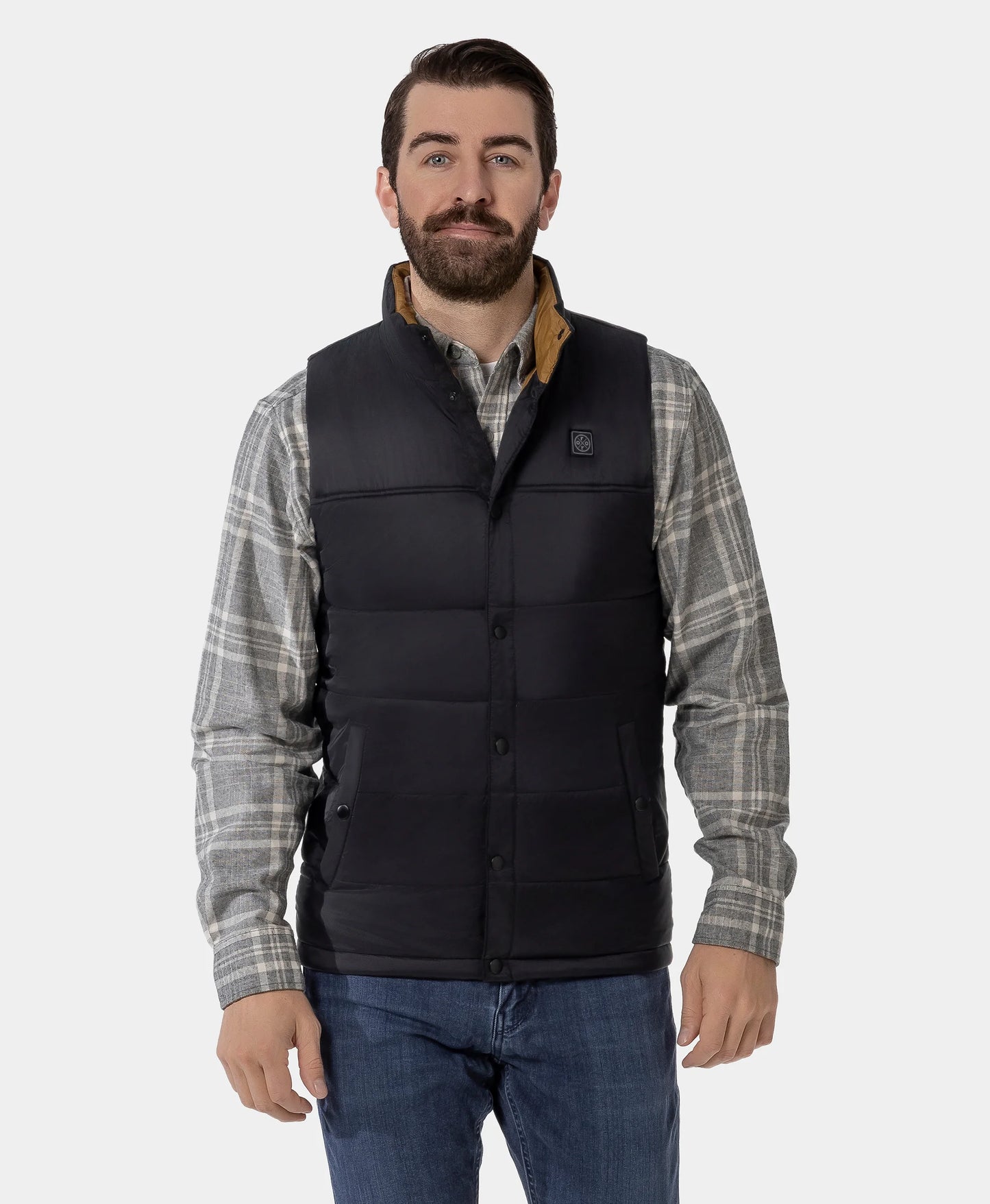 Final Sale - PuffLyte Men's 3-Zone Heated Lightweight Vest - Black / Khaki