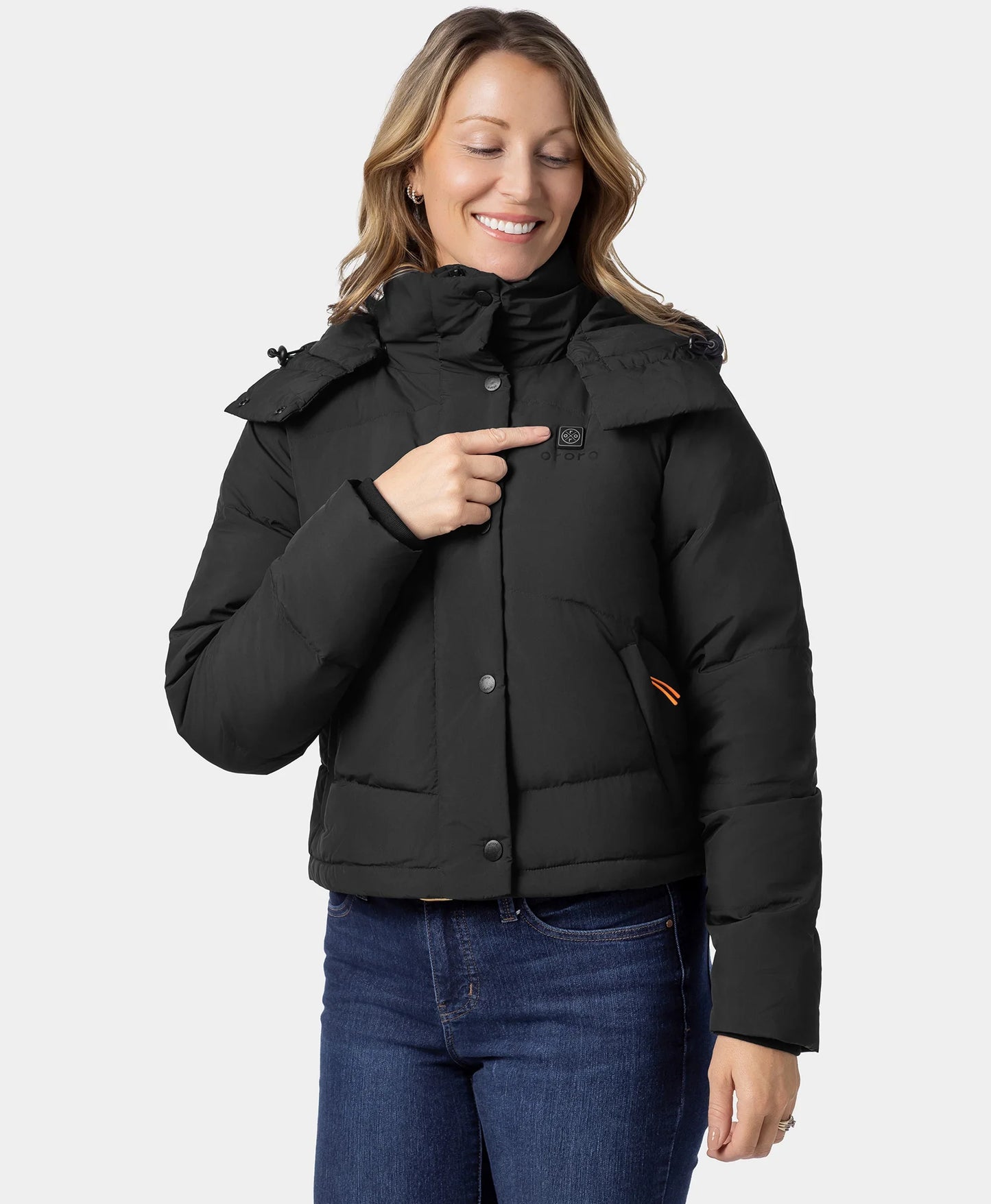 Women's 4-Zone Heated Puffer Down Hooded Jacket