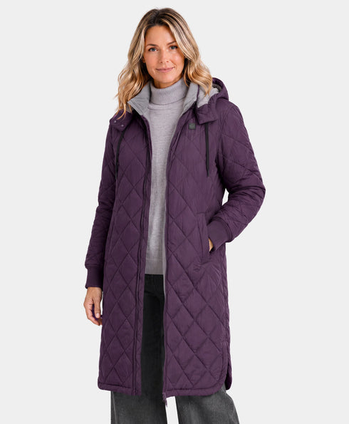 Front view of purple Uptown Women's 4-Zone Heated Parka w/ Removable Hood ,view 1