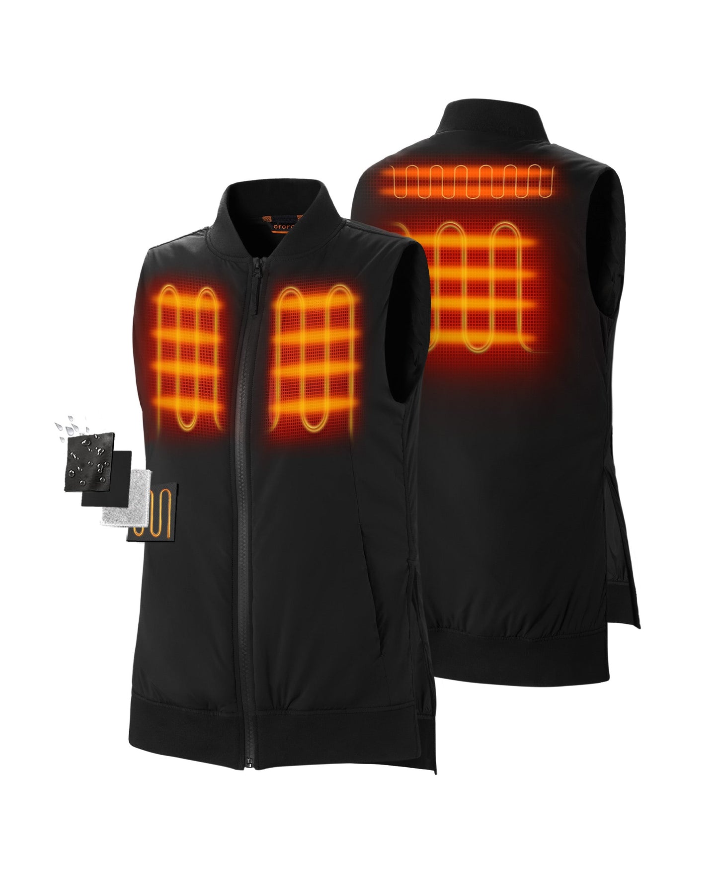 4 Heating Zones (L&R pockets, Upper Back, Mid-Back)