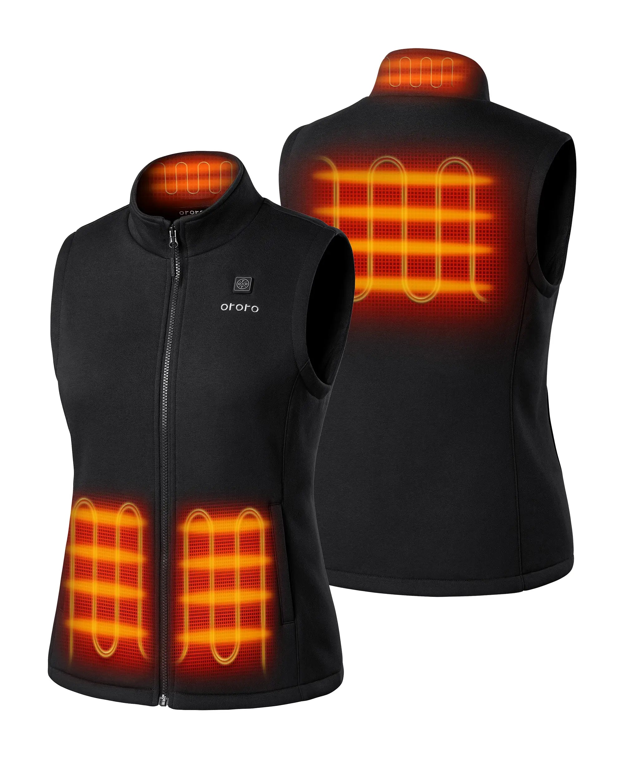 Women's Heated Fleece Vest - Black (4 Heating Zones), Thumbnail 2