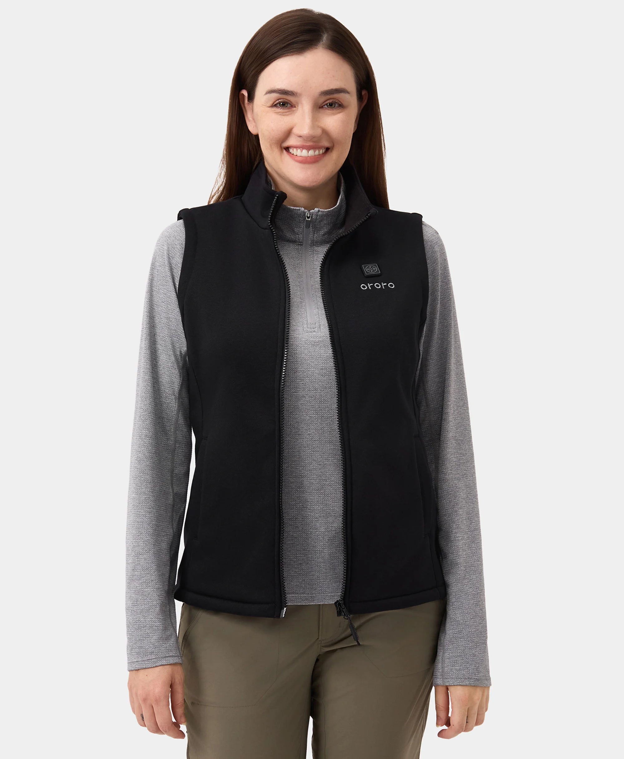 Women's Heated Fleece Vest - Black (4 Heating Zones), Thumbnail 3
