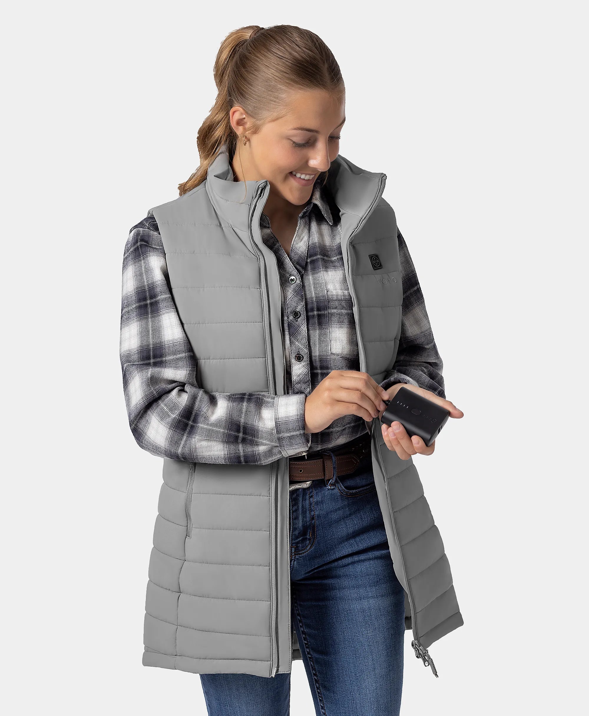 "Tribeca" Women's Heated Long Puffer Vest - New Colors, Thumbnail 21