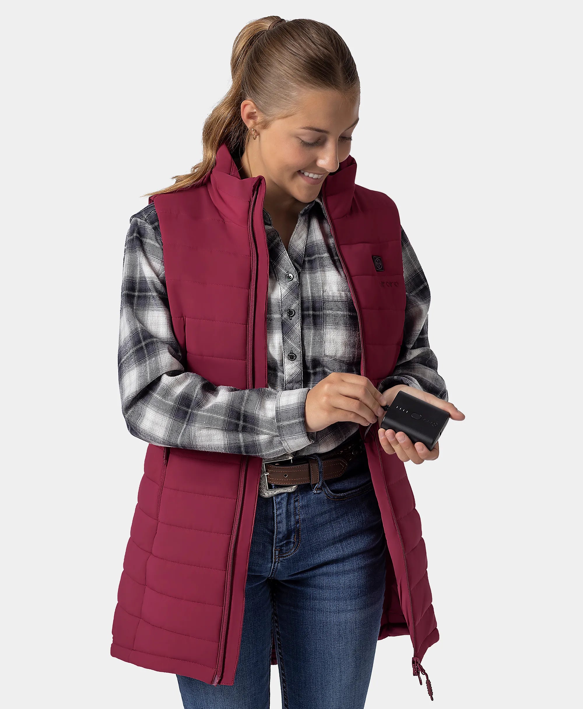 "Tribeca" Women's Heated Long Puffer Vest - New Colors, Thumbnail 32