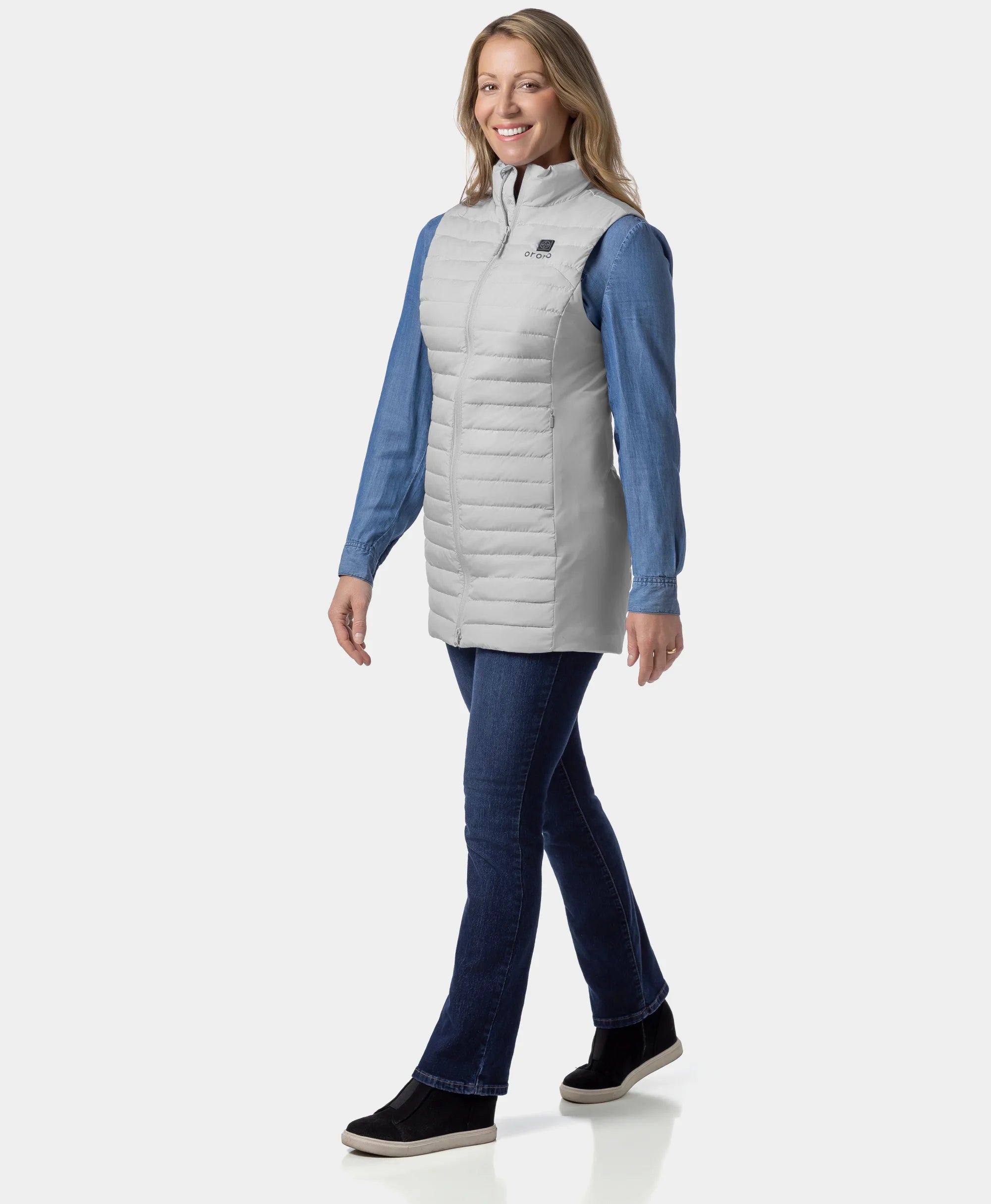 Cloudmere Women's 5-Zone Heated Long Down Vest, Thumbnail 23