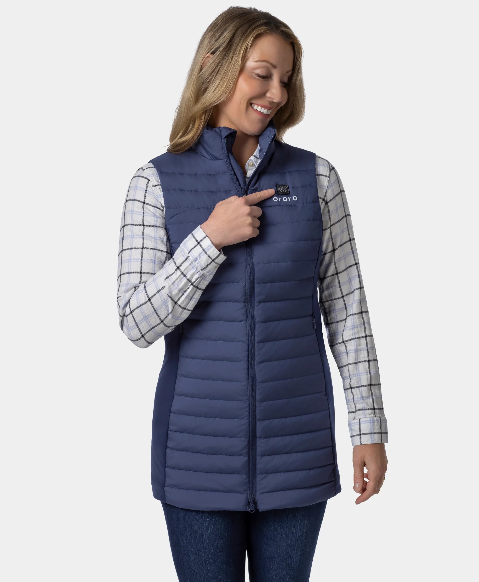 Cloudmere Women's 5-Zone Heated Long Down Vest, Thumbnail 3