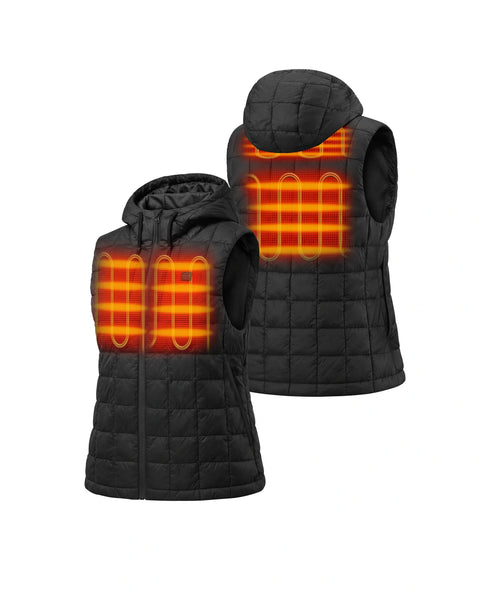 Ororo Black female quilted hooded  heated vest  ,view 2