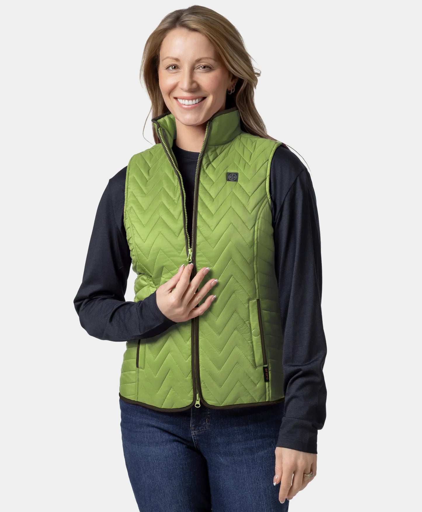 Women's Heated Chevron Quilted Vest - Black / Purple