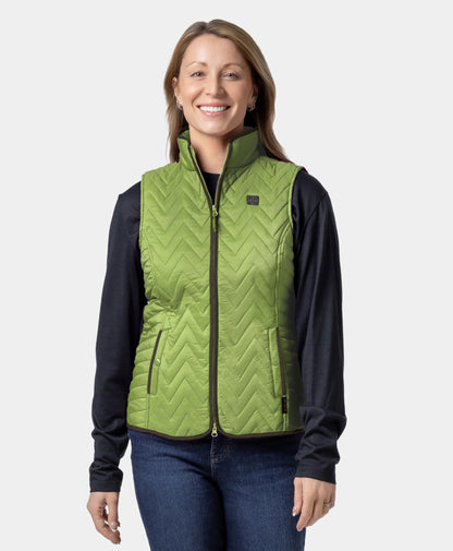 Women's Heated Chevron Quilted Vest - Black / Purple