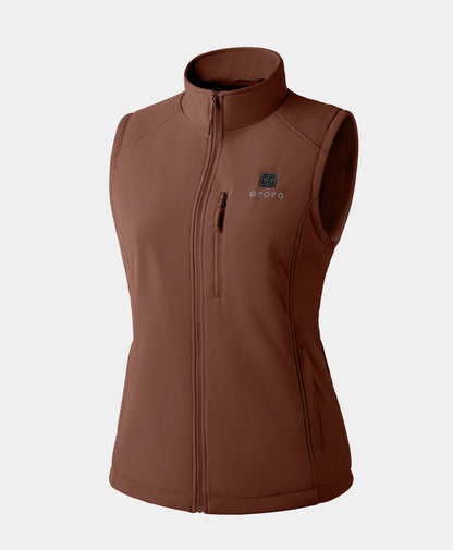 Women's Heated Softshell Vest Brown
