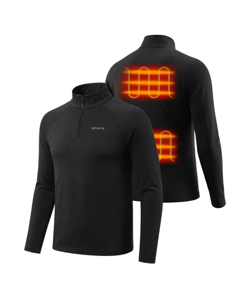 ororo men's heated base layer top showing heating elements on back and lower back ,view 2
