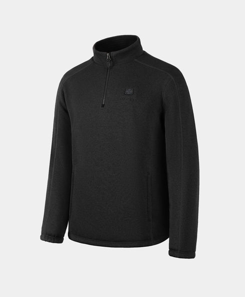 Black Augusta men’s heated sweater fleece quarter-zip jacket ,view 1