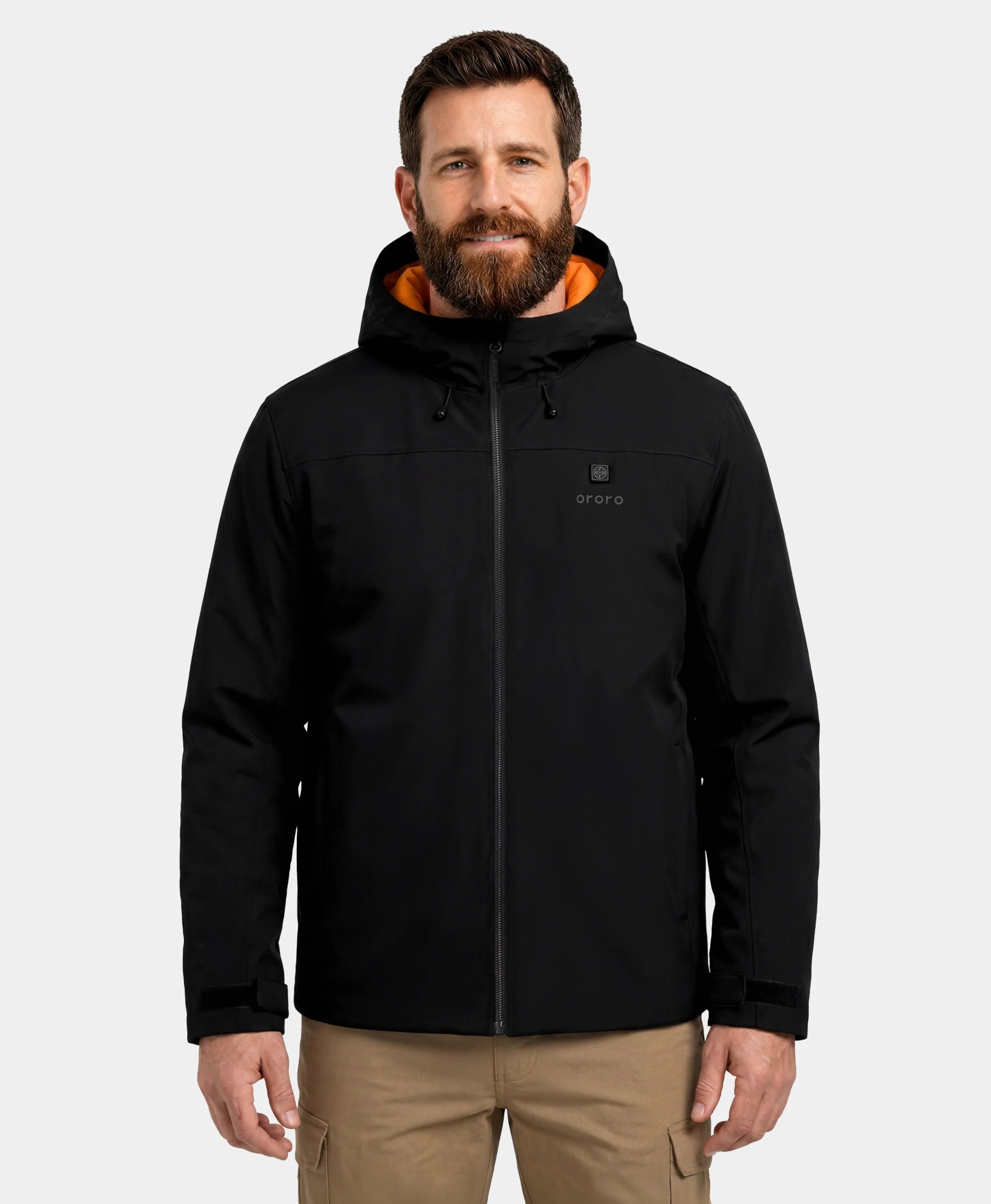 Front view of ororo Heartland Men's 5-Zone Heated Insulated Hoodie