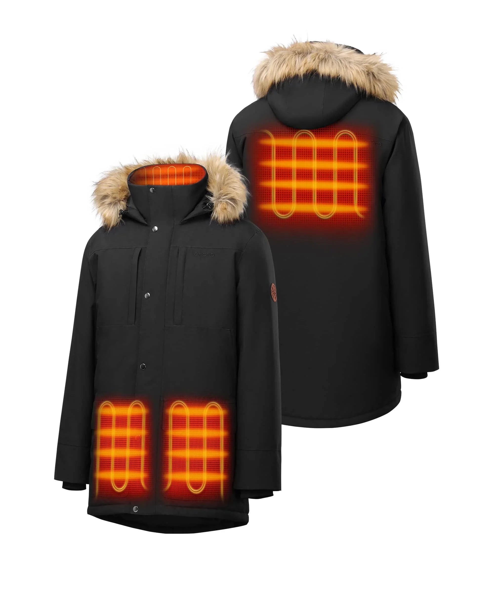 4 Heating Zones (Left & Right Hand Pockets, Mid-Back, and Collar)
