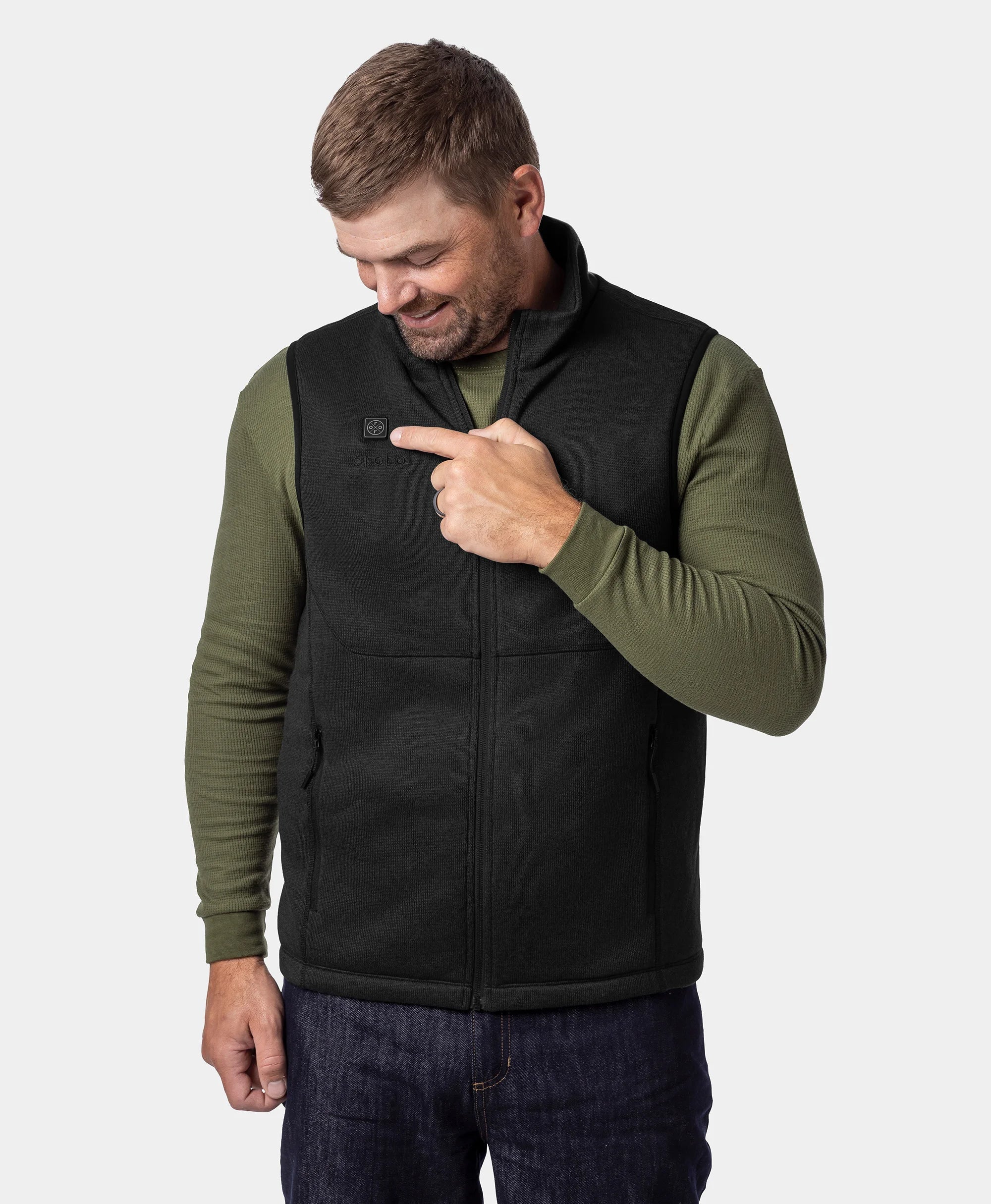 Augusta Tournament Men's 4-Zone Heated Sweater Fleece Vest, Thumbnail 3