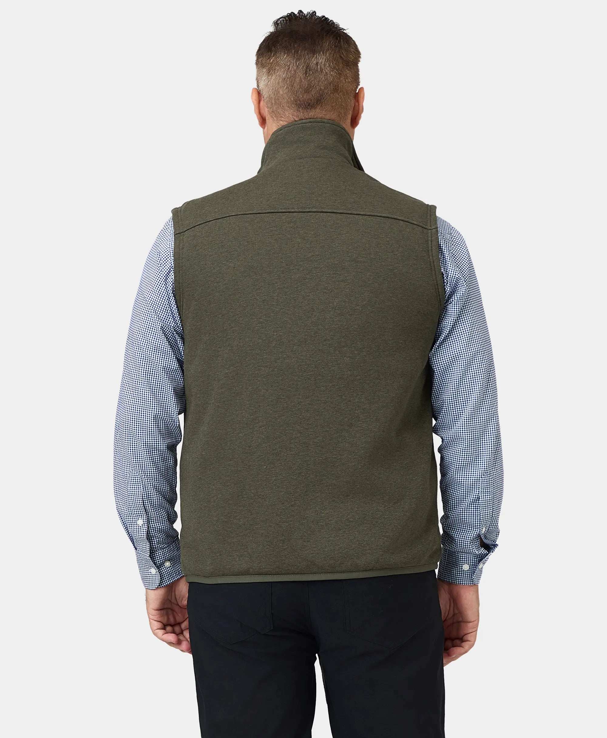 Final Sale - Men's Heated Fleece Vest (Gray / Green), Thumbnail 20
