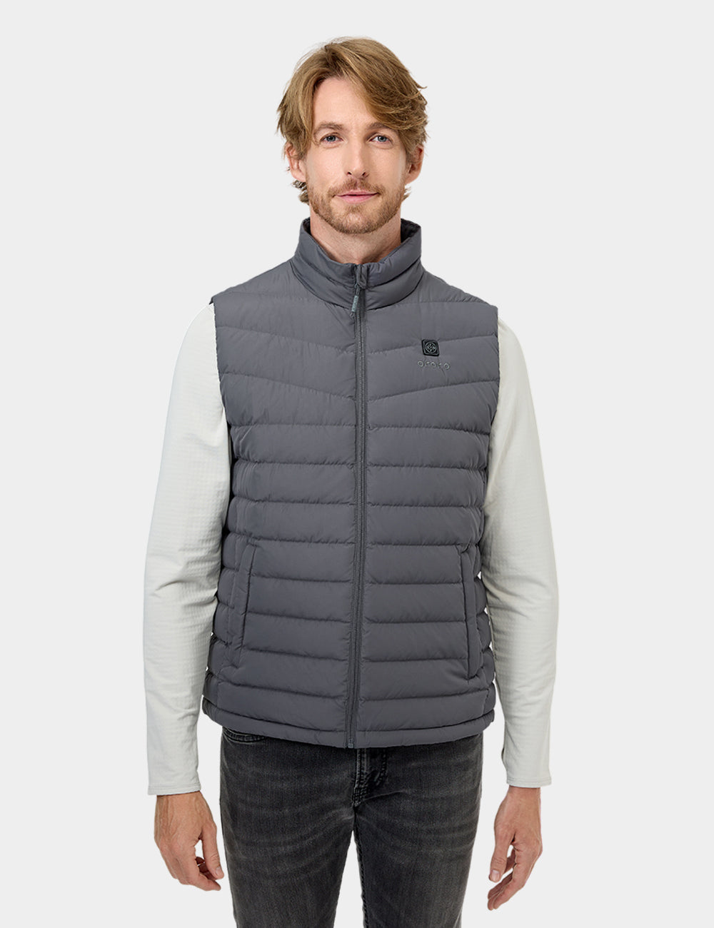 Men's Heated Lightweight Down Vest - Black / Gray
