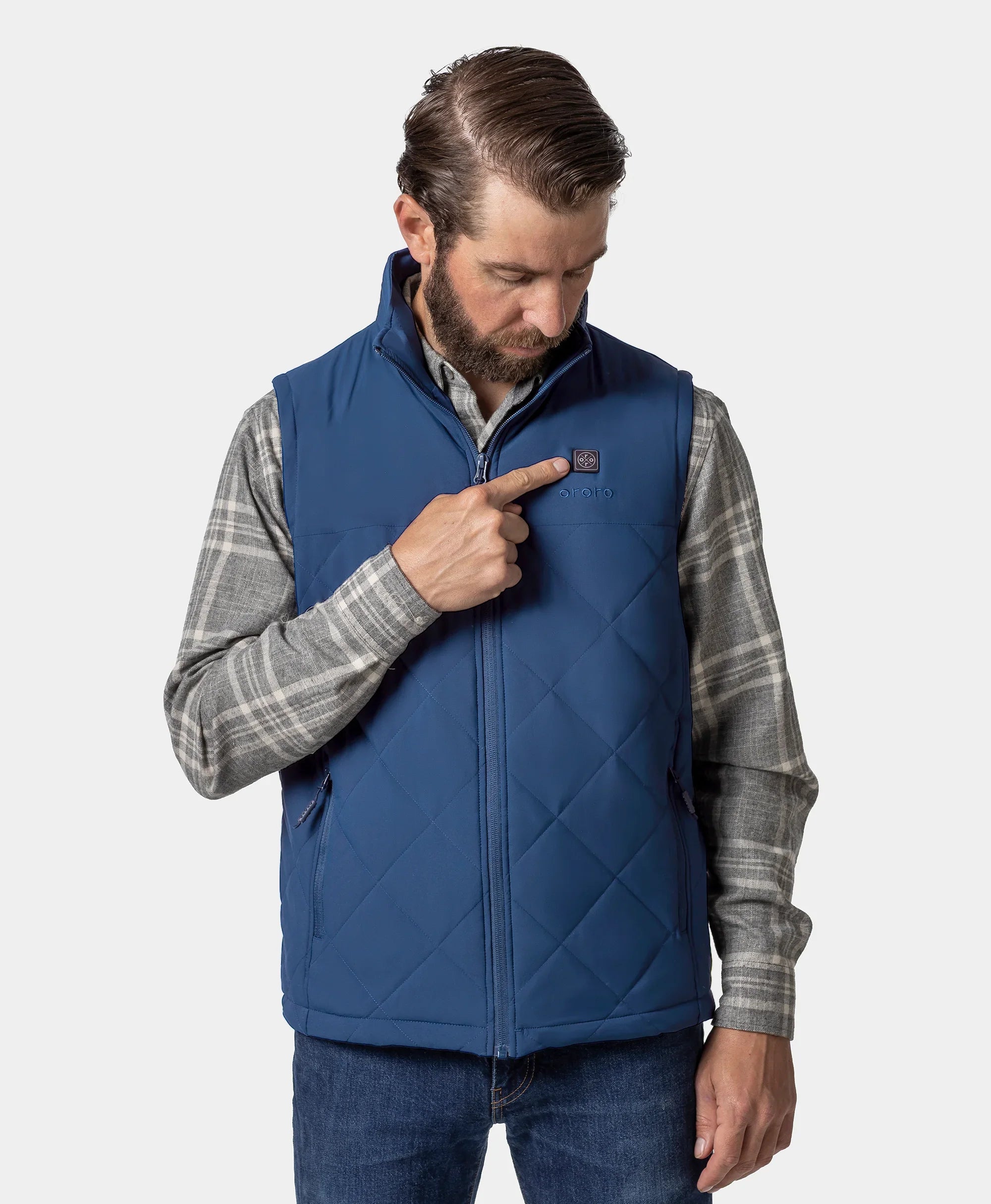 Final Sale - Men's Heated Quilted Vest (Blue/Green), Thumbnail 4