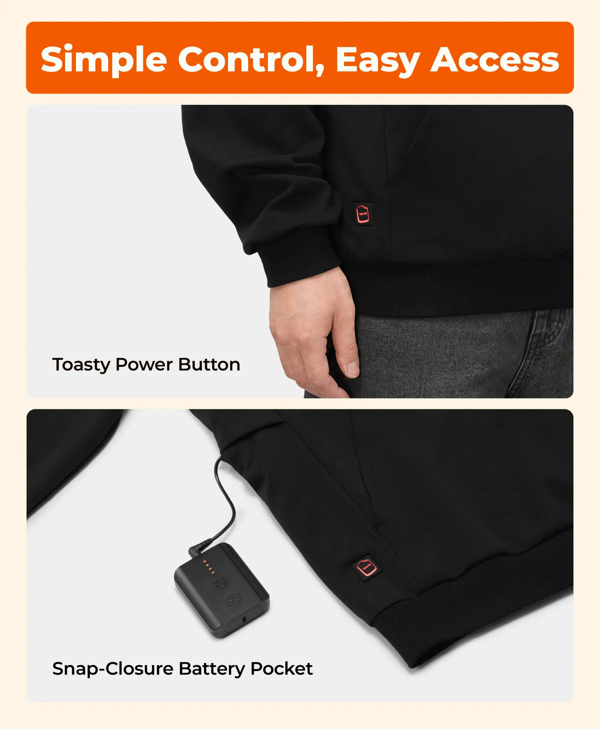 Toasty Unisex 5-Zone Heated Pullover Hoodie, Thumbnail 17