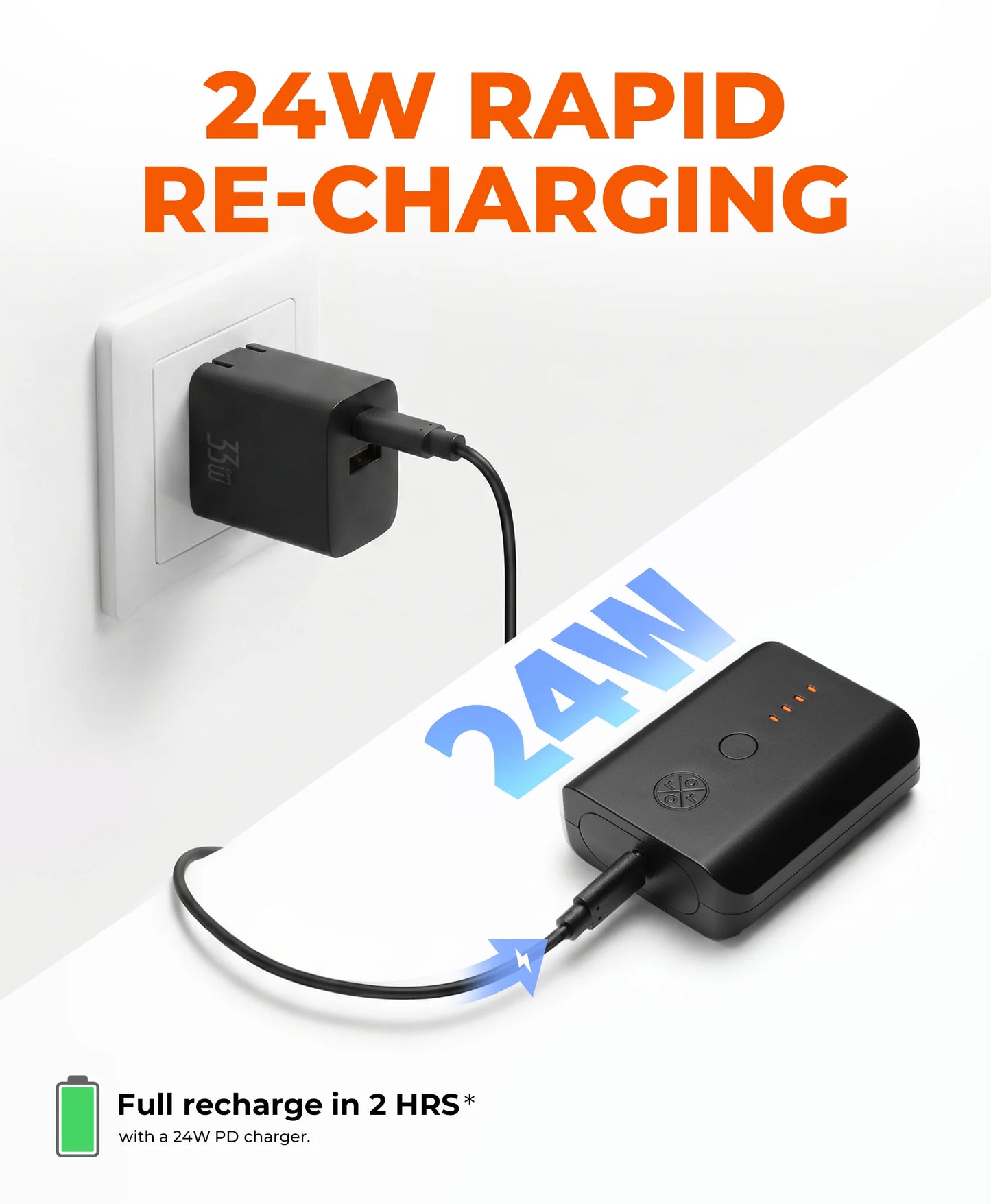 PD 5K Rechargeable Battery for Heated Apparel (USB-C, 24W Power Delivery)