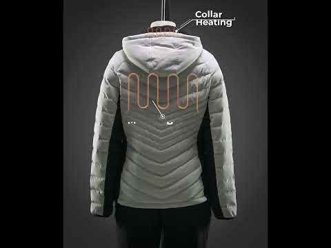 Women's Heated Down Jacket - White / Black