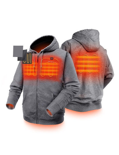 (Open-box) Unisex Heated Fleece Hoodie - Flecking Gray