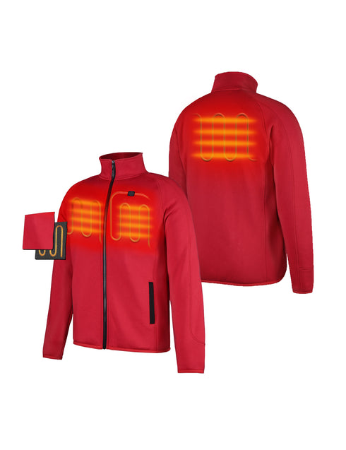 Men's Heated Full-Zip Fleece Jacket - Red view 2