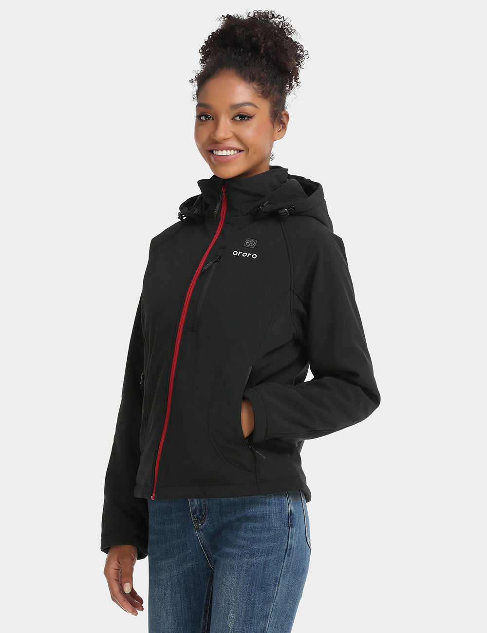 Women's Heated Jacket (4 Heating Zones) - Black & Red