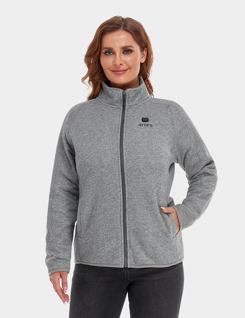 (Open-box) Women's Heated Full-Zip Fleece Jacket - Flecking Gray view 2