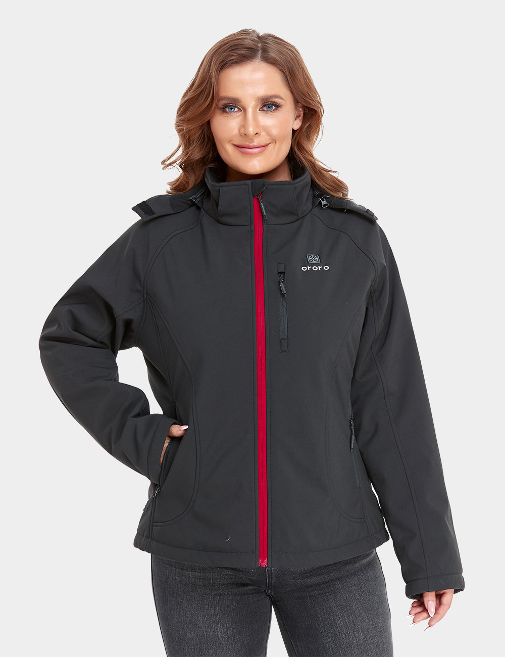 Women's Heated Jacket (4 Heating Zones) - Black & Red