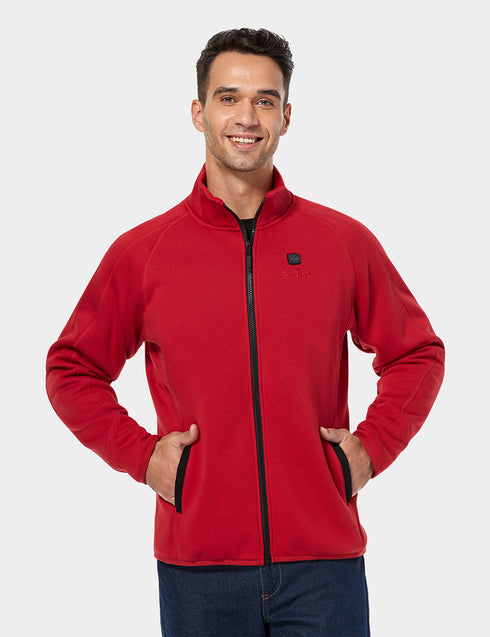 Men's Heated Full-Zip Fleece Jacket - Red view 1