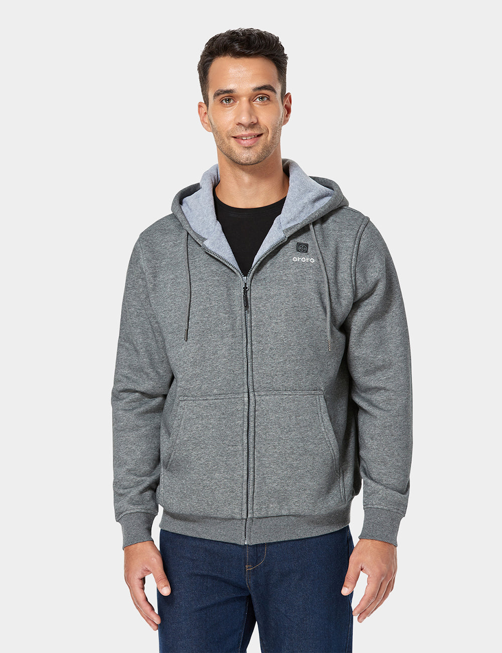 (Open-box) Unisex Heated Fleece Hoodie - Flecking Gray