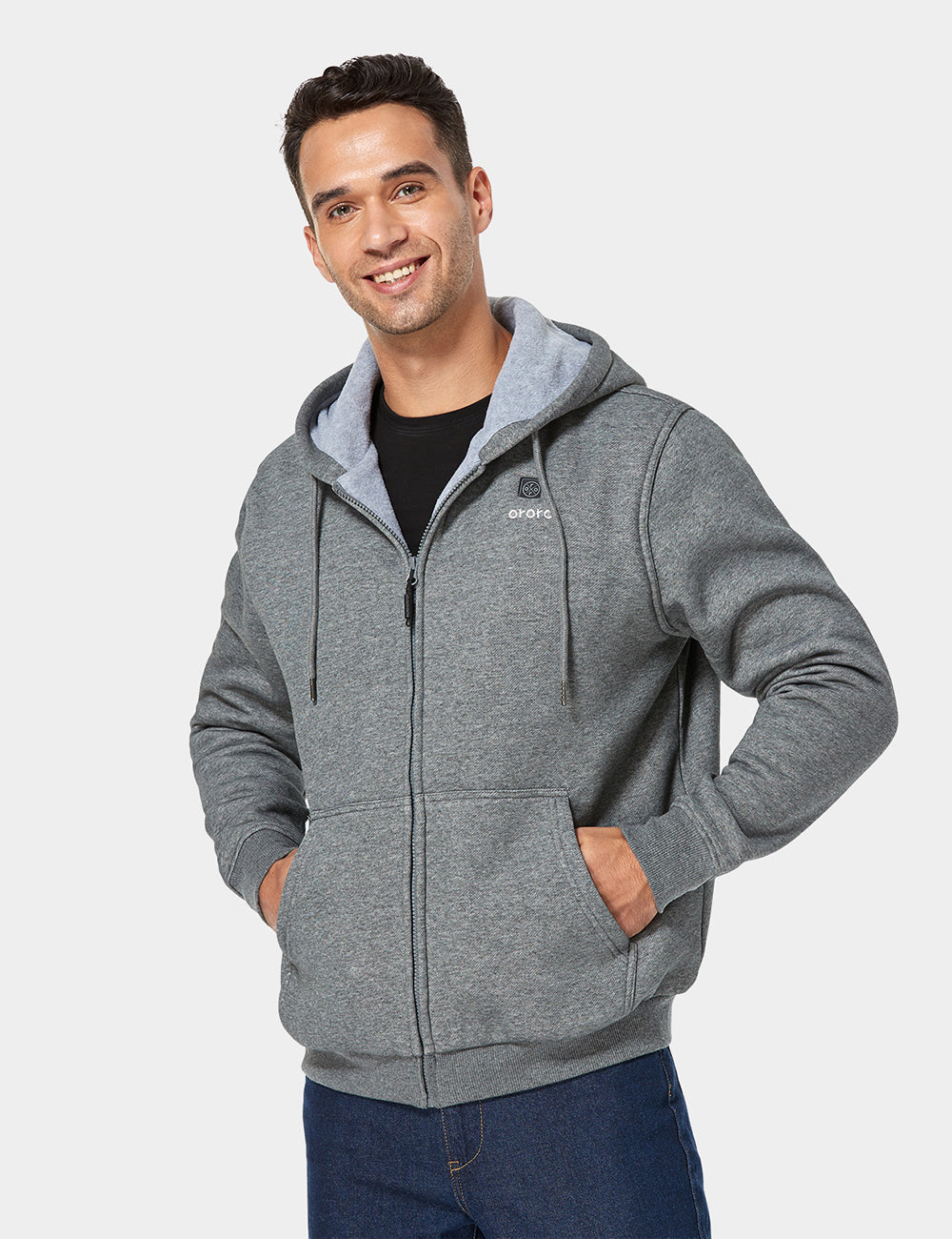 (Open-box) Unisex Heated Fleece Hoodie - Flecking Gray