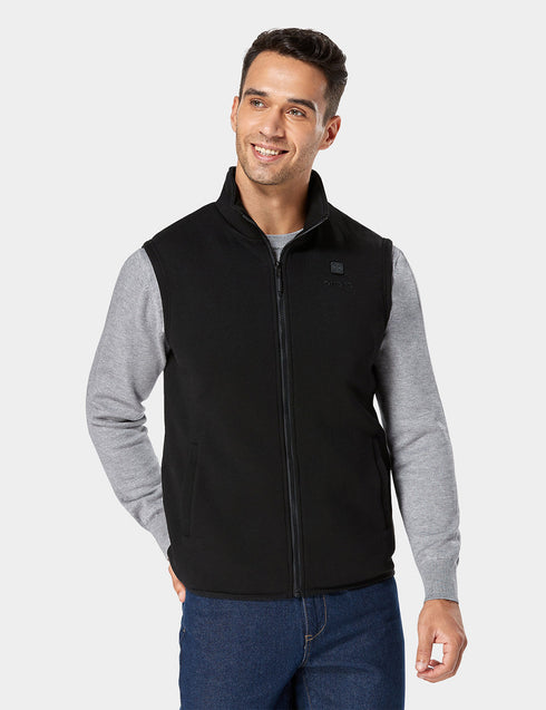 Men's Heated Fleece Vest - Black view 1